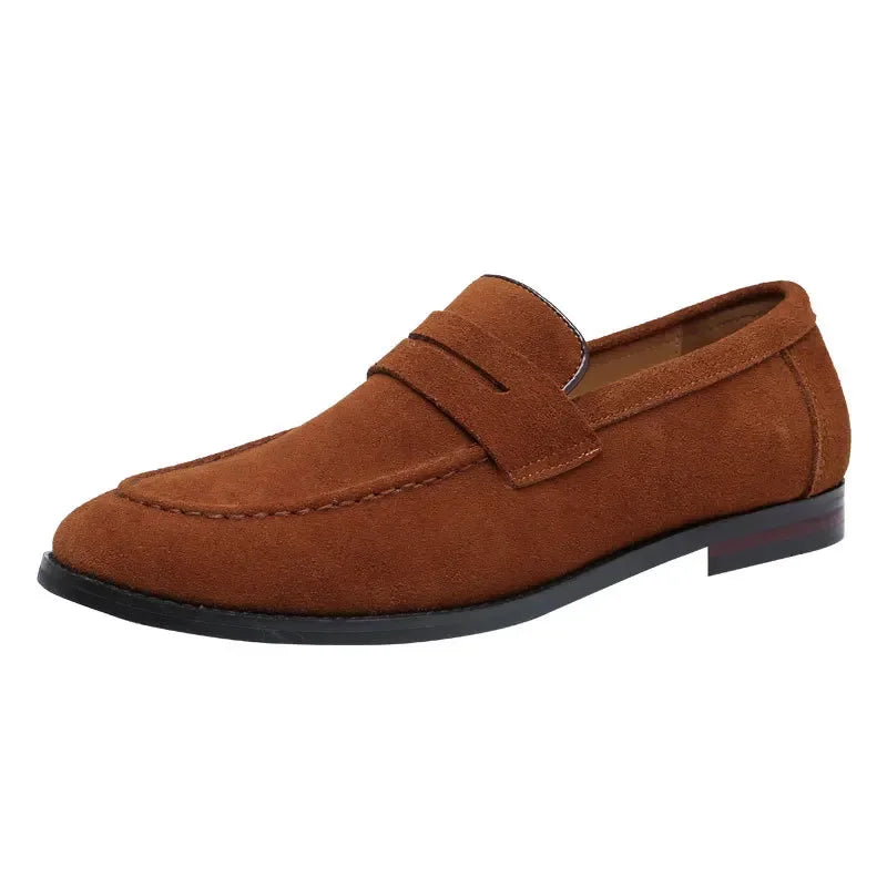 Kalvmocka Svarta Loafers Delikata Sömmar Elegant Fit 3