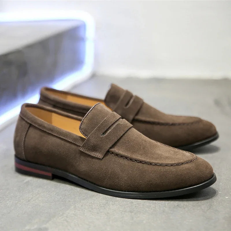 Kalvmocka Svarta Loafers Delikata Sömmar Elegant Fit 4