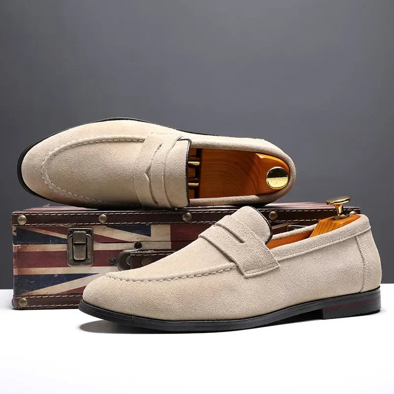 Kalvmocka Svarta Loafers Delikata Sömmar Elegant Fit 6