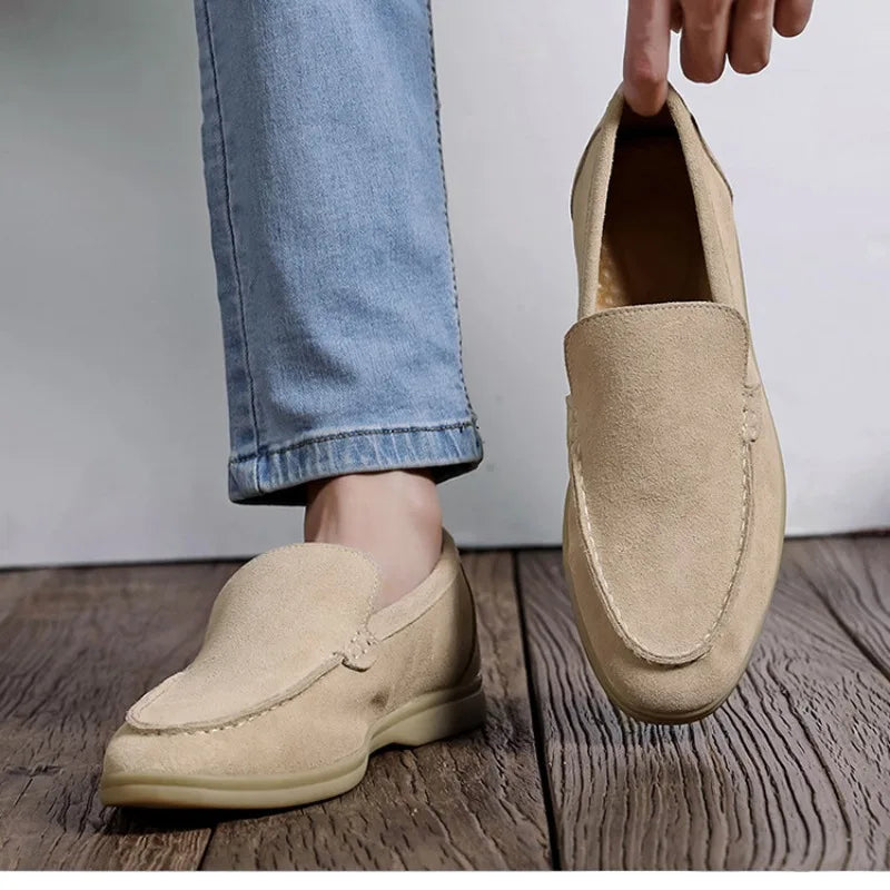 Mocka Svart Loafers Detaljerade Sömmar Regular Fit 4