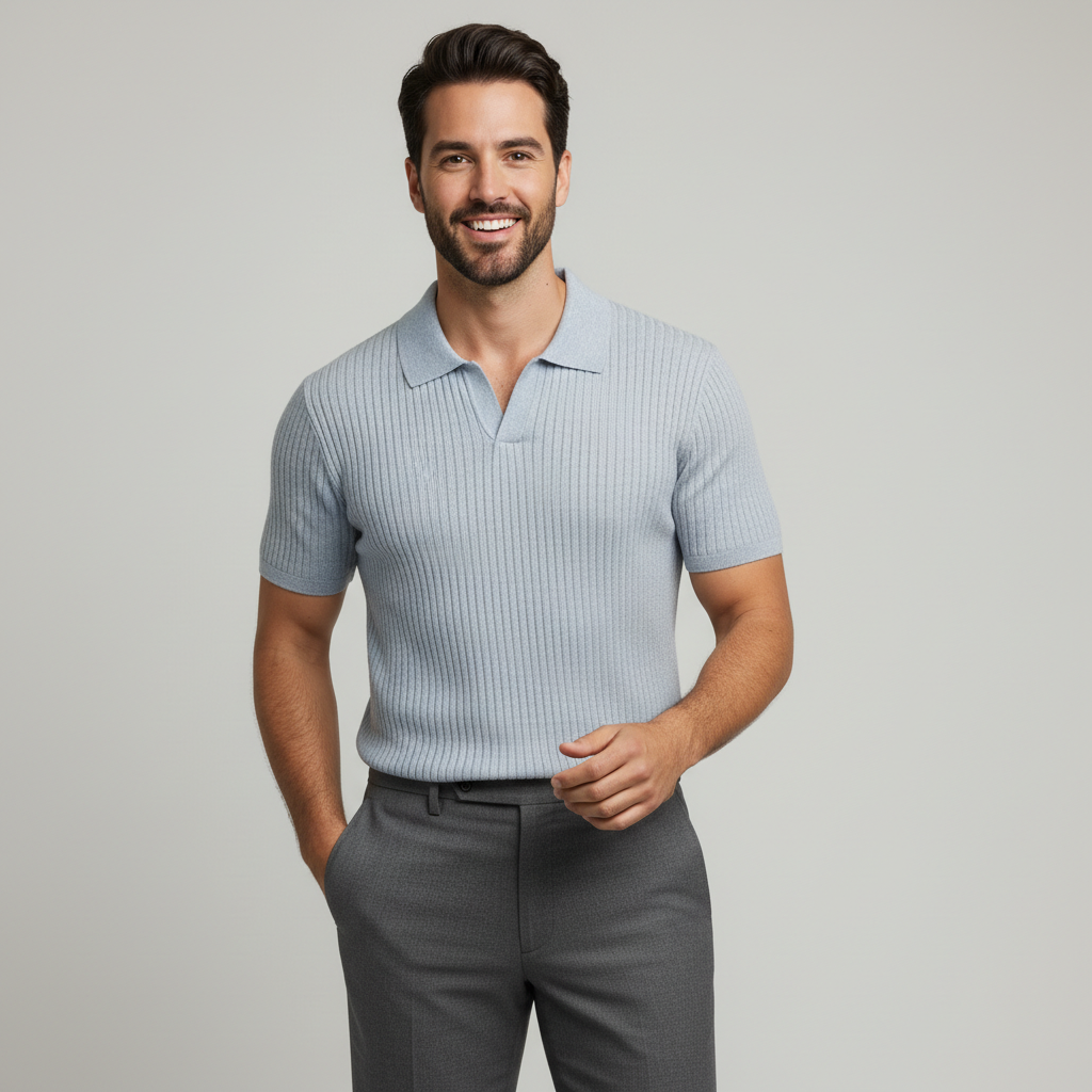 ribbad bomull pikétröja regular fit