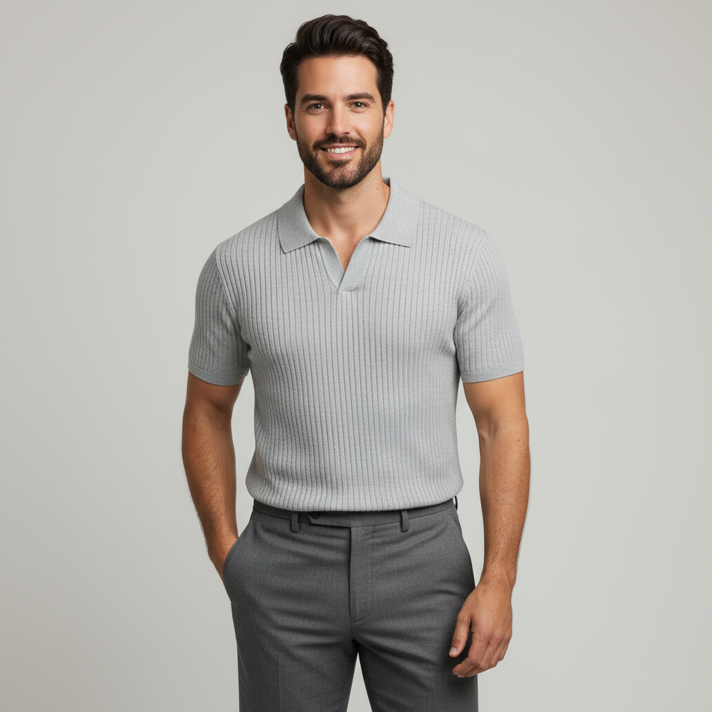 ribbad bomull pikétröja regular fit