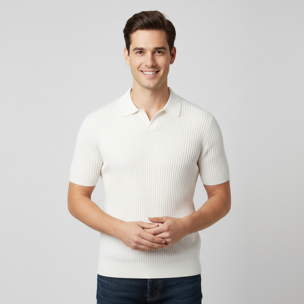 Sommar Pikétröja Ribbad Regular Fit