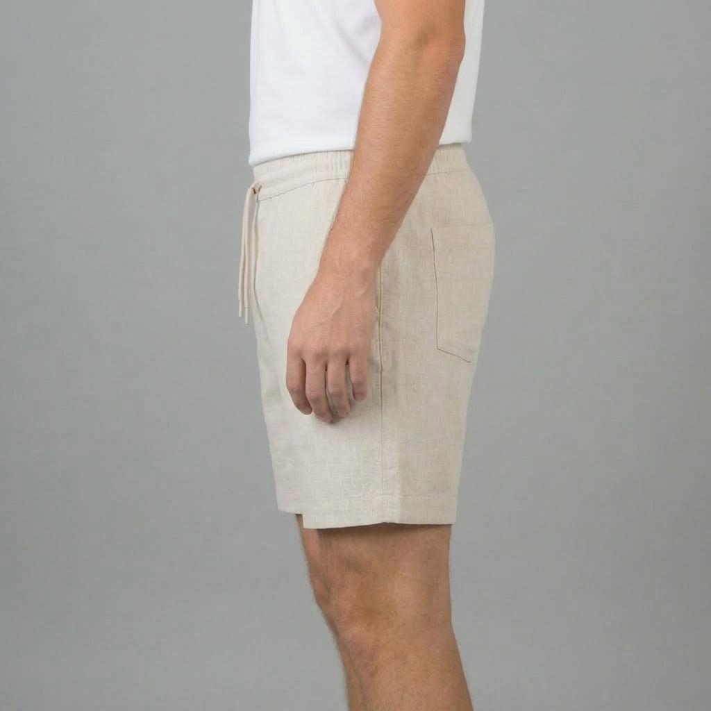 Sommar Shorts Linne Justerbar Midja