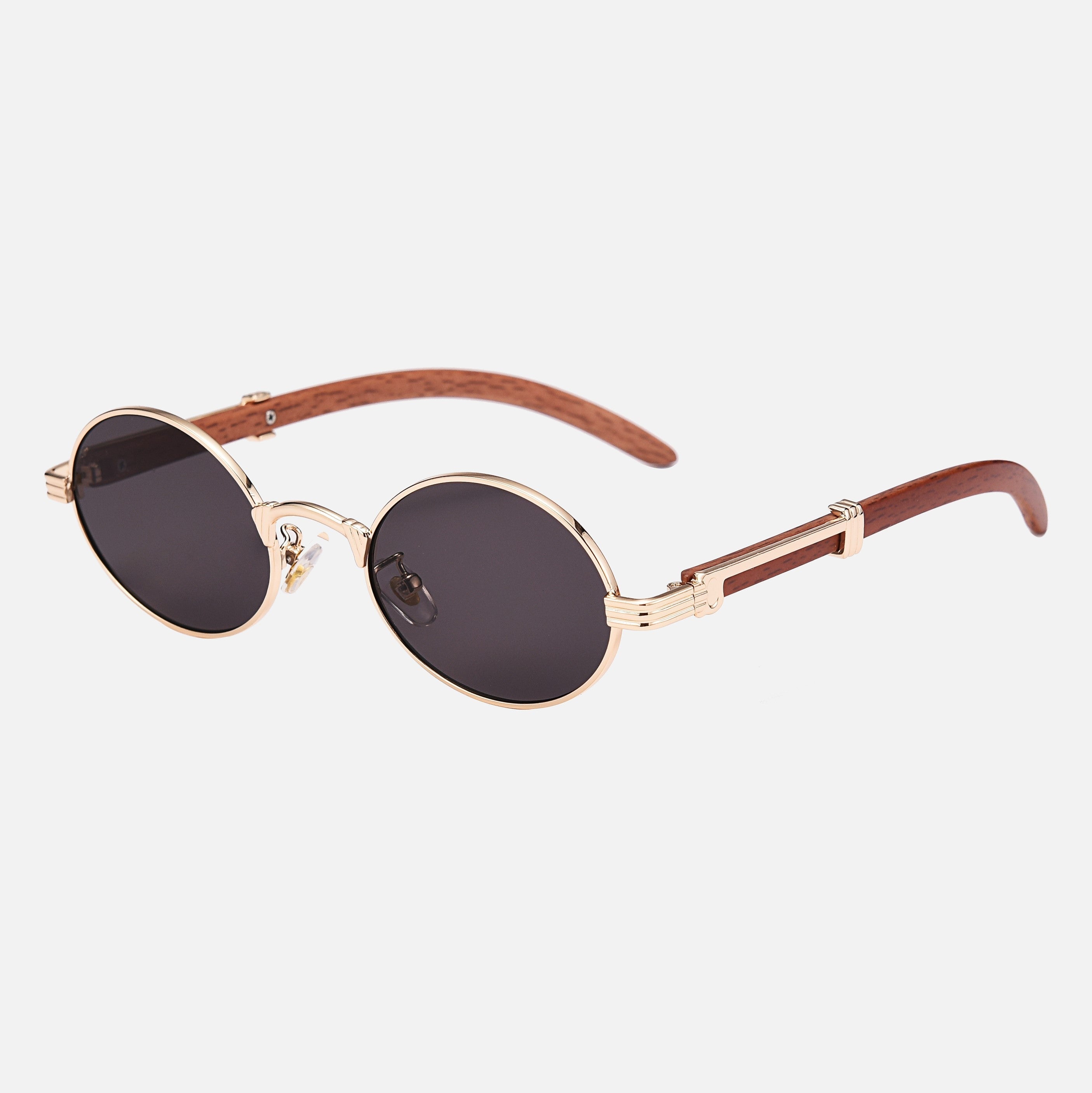Trä Guld Solglasögon Vintage Unisex Regular Fit 2