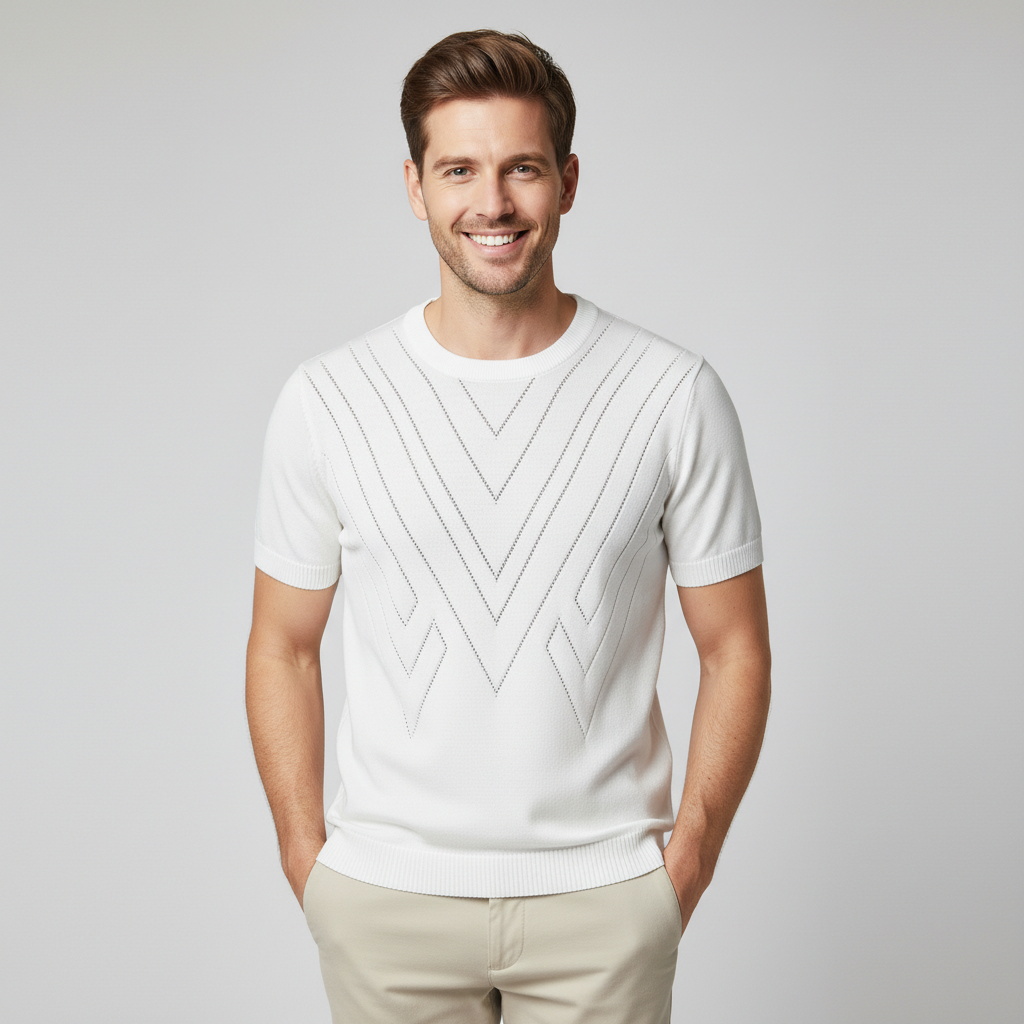Stickad t-shirt med mönster