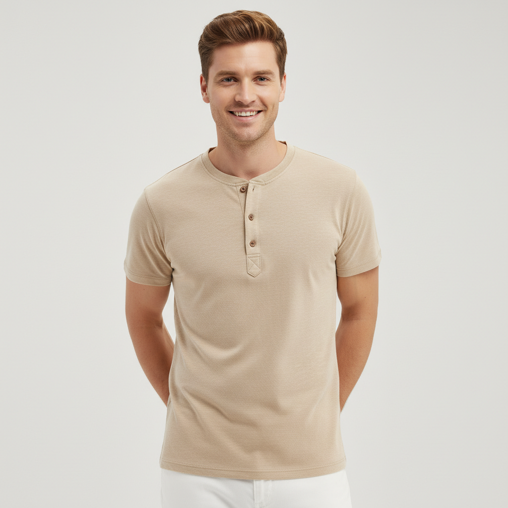 T-shirt med knappar och bekväm passform