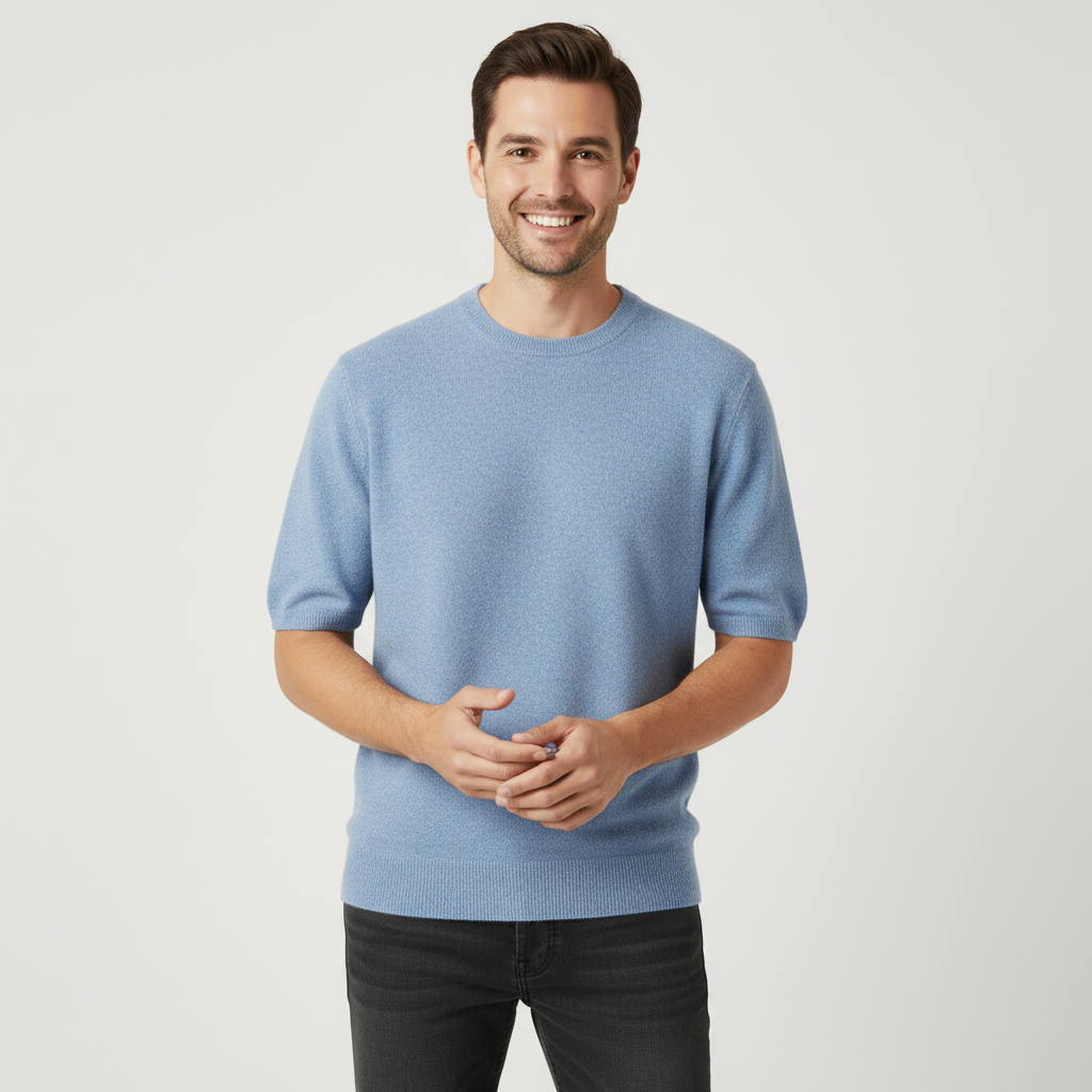 Finstickad t-shirt modern passform