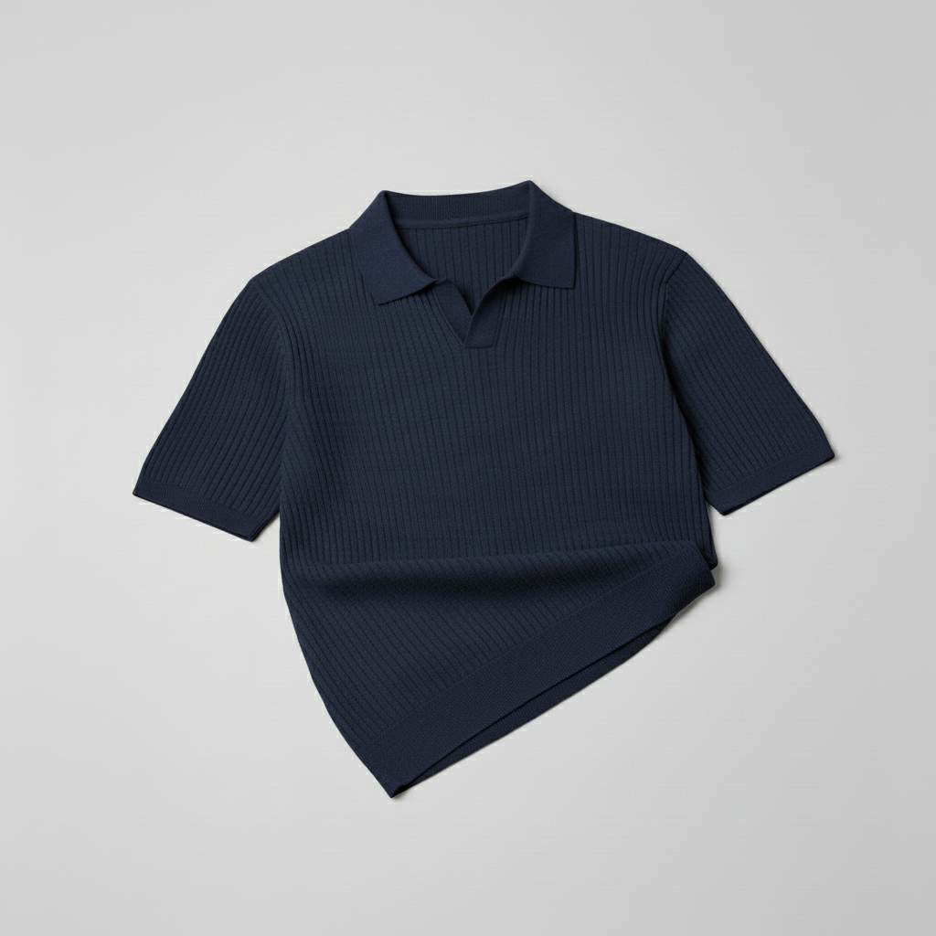 Sommar Pikétröja Ribbad Regular Fit