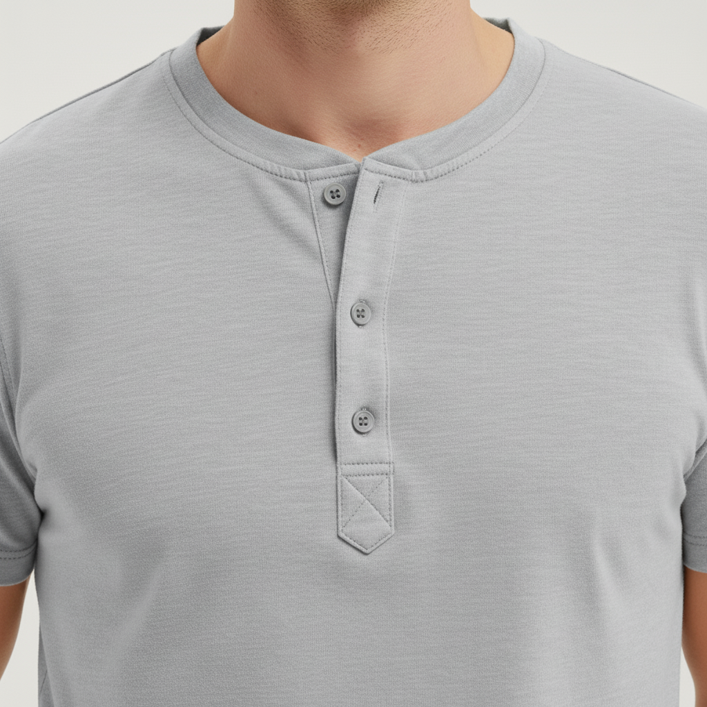 T-shirt med knappar och bekväm passform