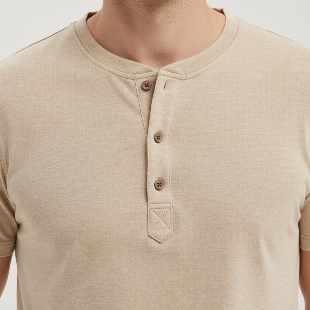 T-shirt med knappar och bekväm passform
