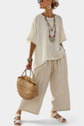Asymmetrisk Blus Med Vida Byxor 0