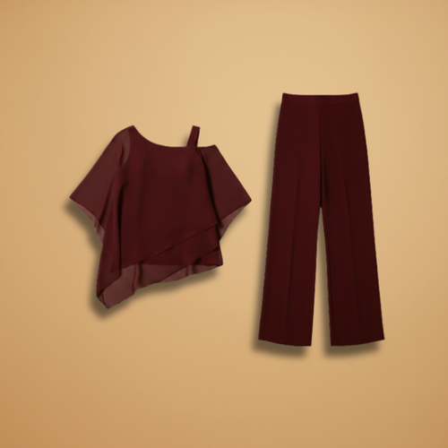 Asymmetrisk chiffongset i elegant stil 1