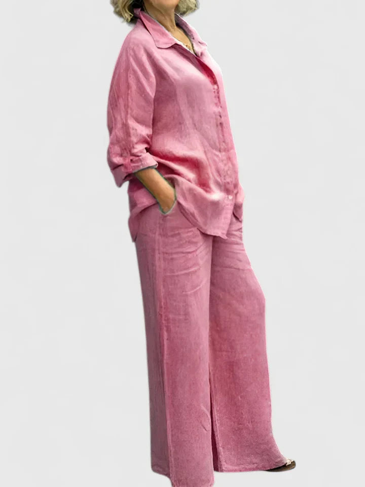 Delfina | Elegant set med skjorta och byxor 0