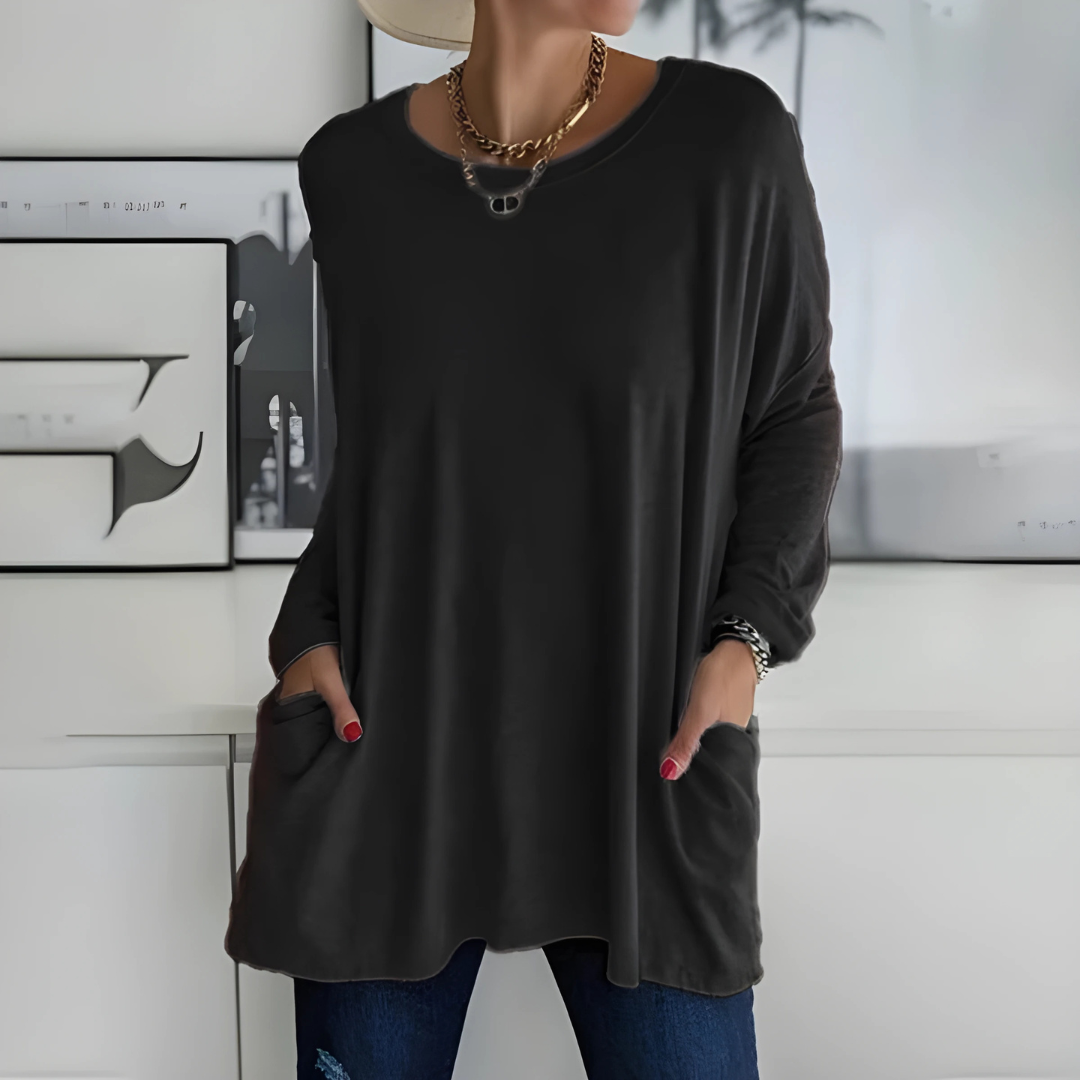 Elegant Avslappnad Blus i Flytande Siluett 0