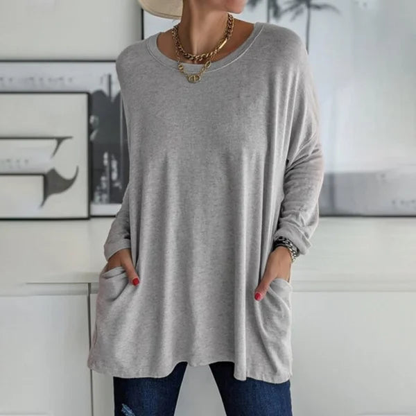 Elegant Avslappnad Blus i Flytande Siluett 1