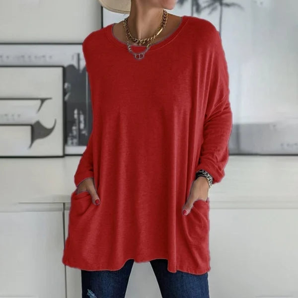 Elegant Avslappnad Blus i Flytande Siluett 10