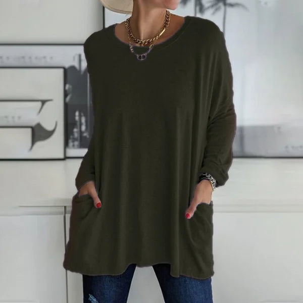 Elegant Avslappnad Blus i Flytande Siluett 11