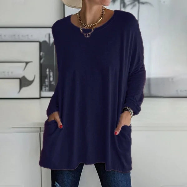Elegant Avslappnad Blus i Flytande Siluett 6