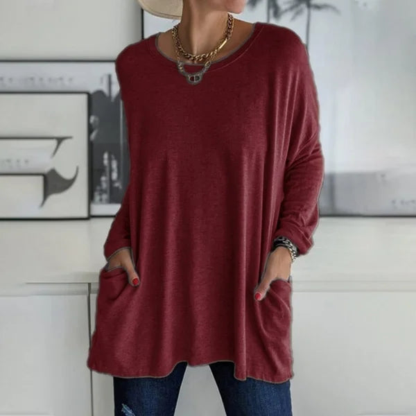 Elegant Avslappnad Blus i Flytande Siluett 8