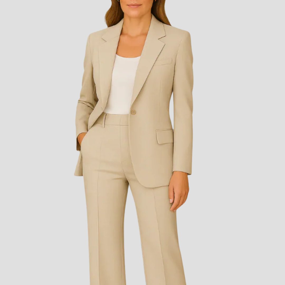 Elegant Kavajset Med Raka Byxor 0