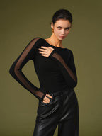 Elegant Meshärmad Topp 1