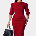 Elegant Midiklänning Med Peplum Volanger 0