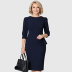 Elegant Midiklänning Med Peplum Volanger 2