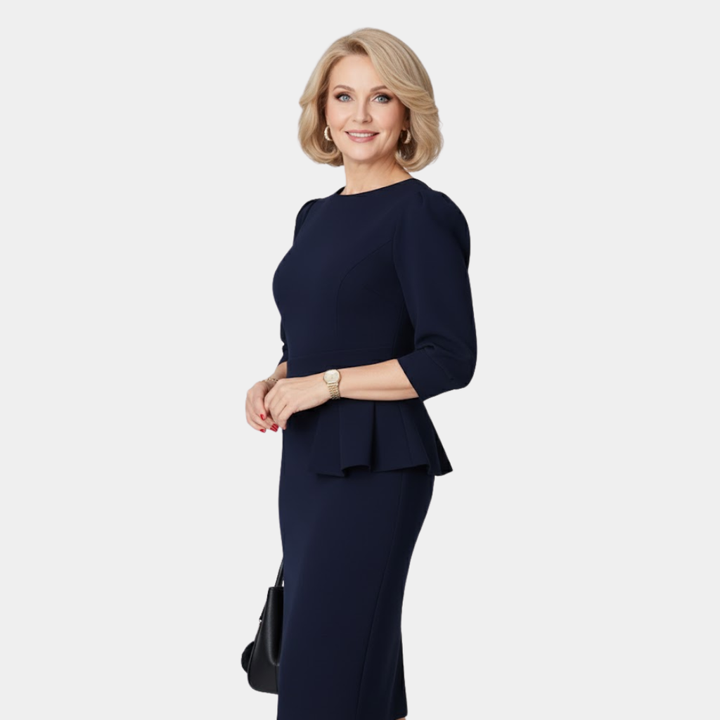 Elegant Midiklänning Med Peplum Volanger 3