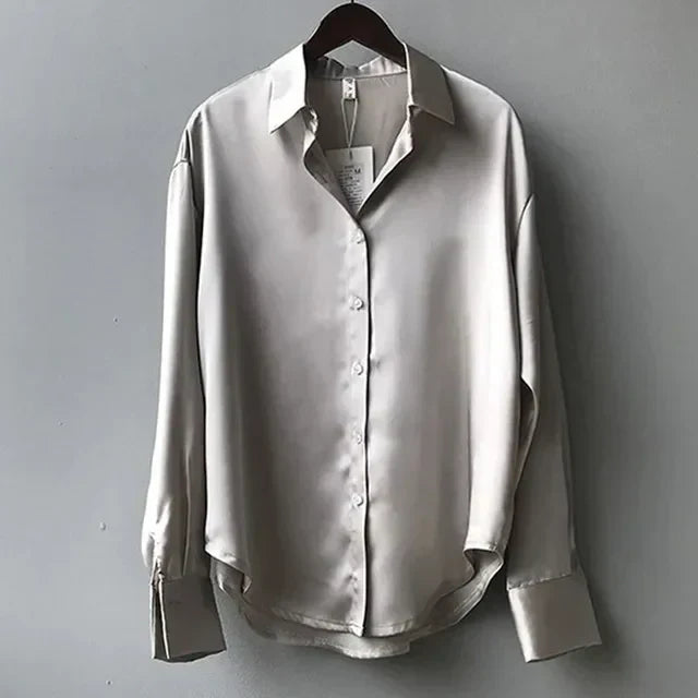 Elegant Satinblus Med Långa Ärmar 2