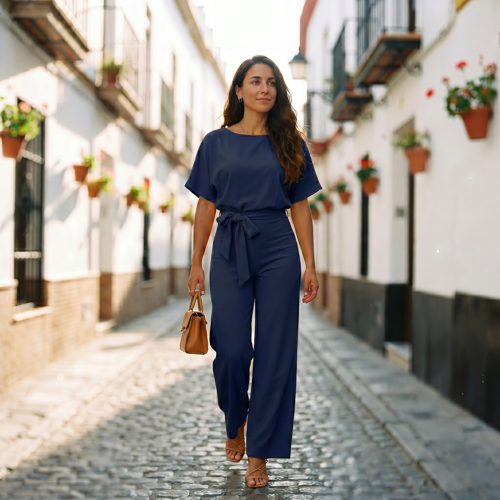 Elegant jumpsuit med bälte 3