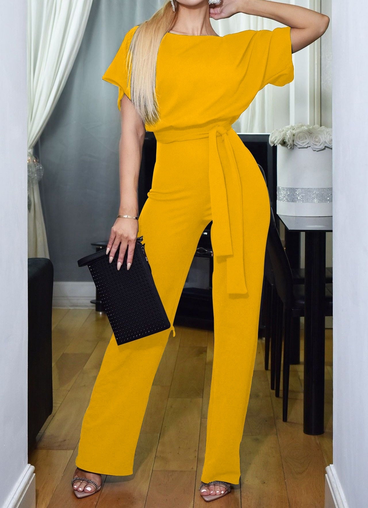 Elegant jumpsuit med knytmidja 4