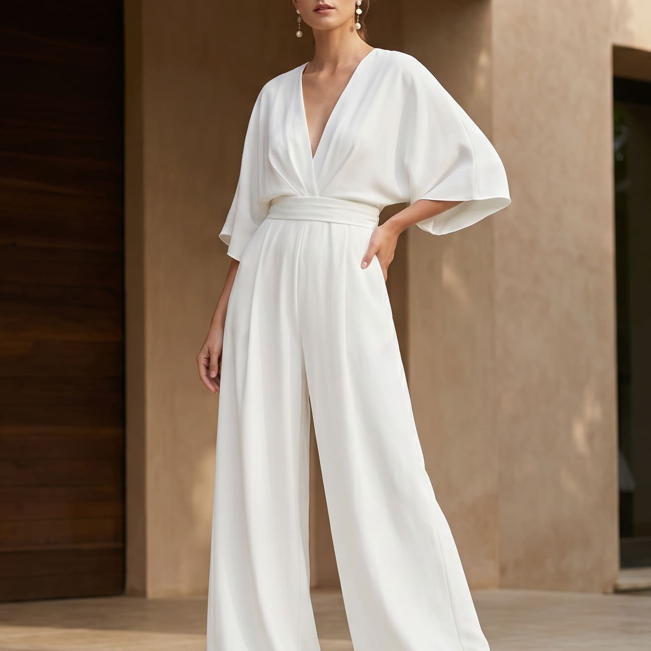 Elegant lång jumpsuit med vida ben 2