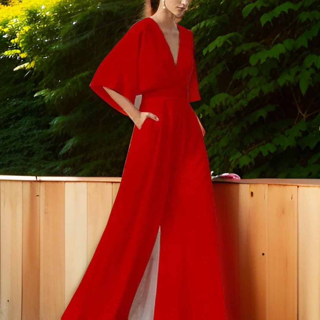Elegant lång jumpsuit med vida ben 4