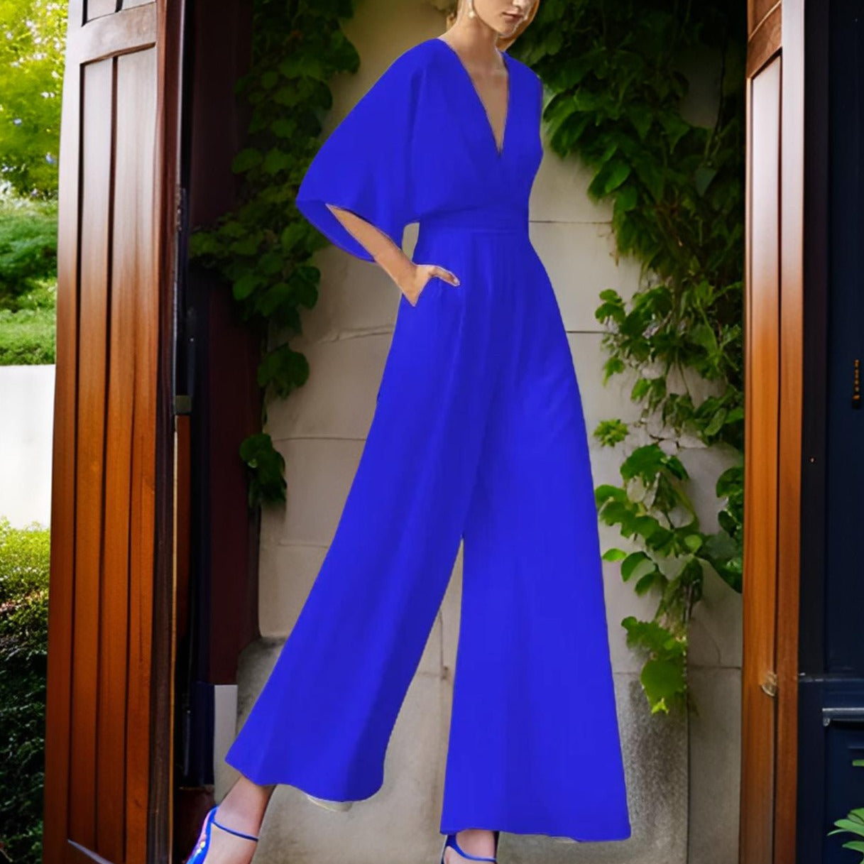 Elegant lång jumpsuit med vida ben 5