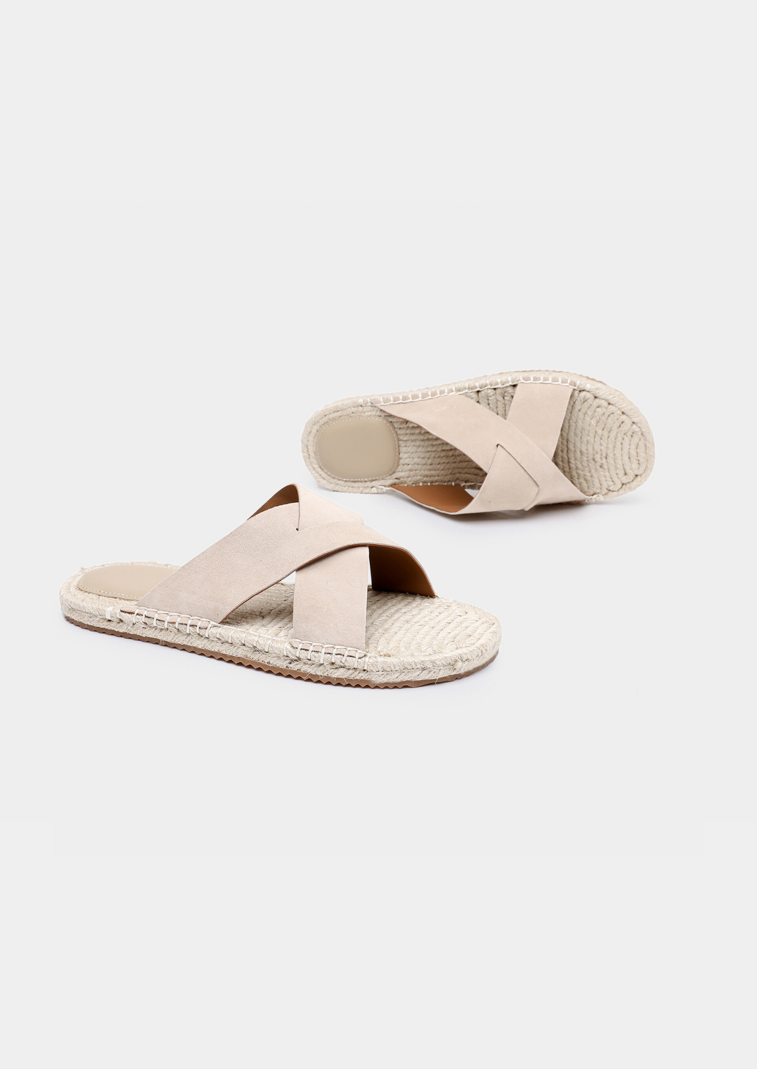 Fårmocka Beige Sandaler Flätade Detaljer Regular Fit 1