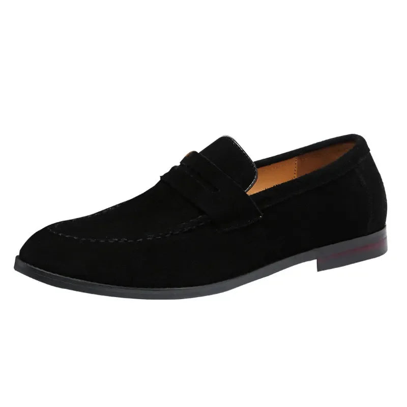 Kalvmocka Svarta Loafers Delikata Sömmar Elegant Fit 2