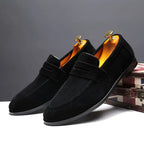 Kalvmocka Svarta Loafers Delikata Sömmar Elegant Fit 5