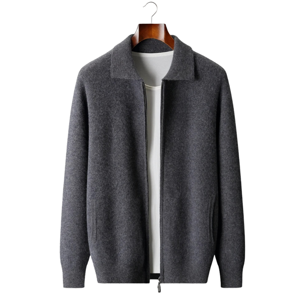 Kashmir Grå Cardigan Dragkedja Regular Fit 0