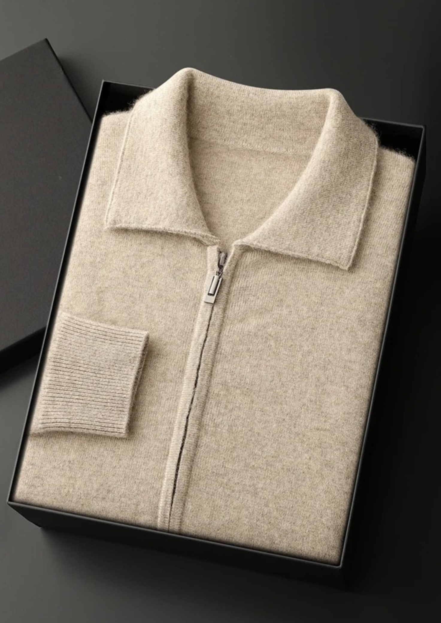 Kashmir Grå Cardigan Dragkedja Regular Fit 2