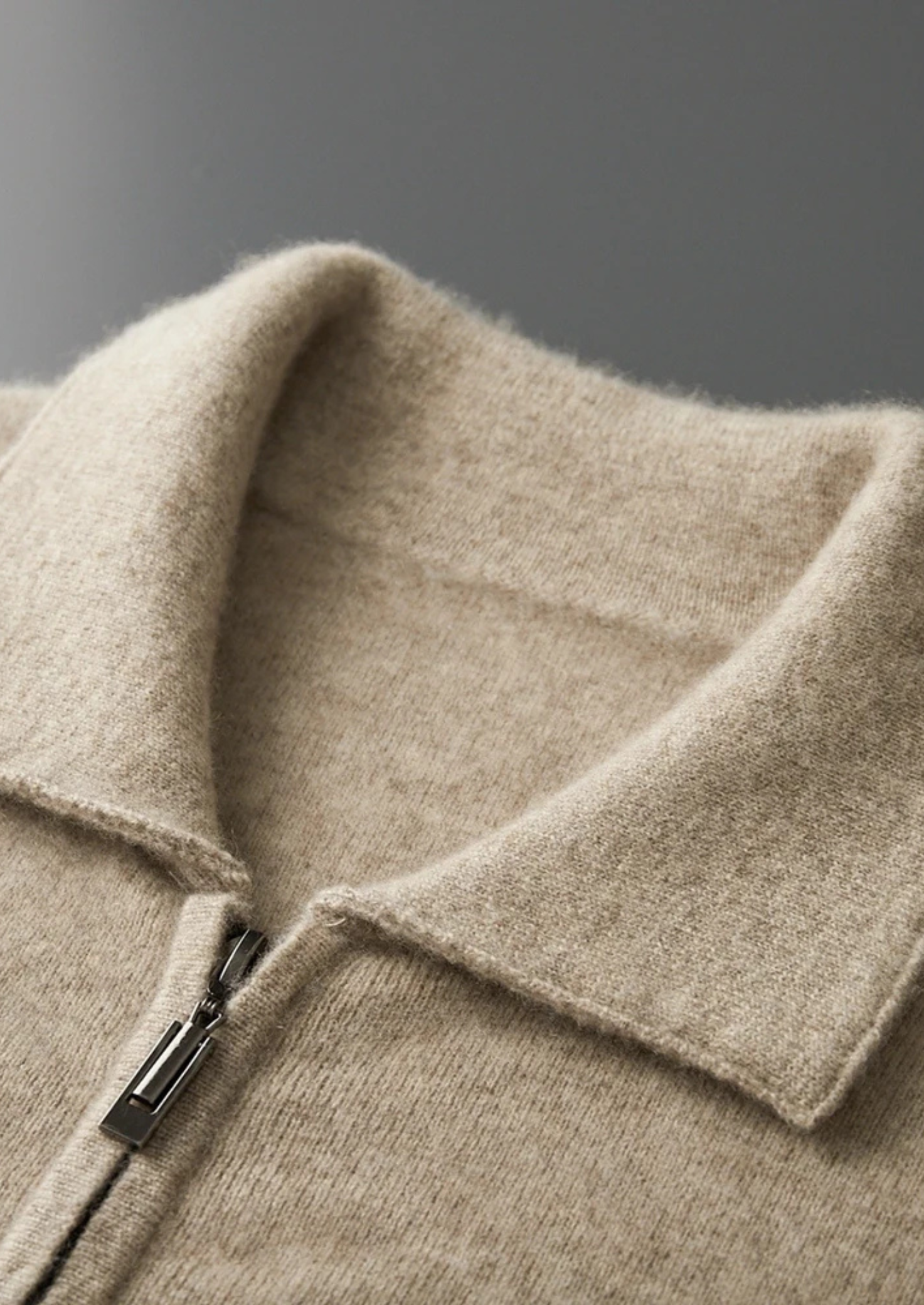Kashmir Grå Cardigan Dragkedja Regular Fit 3
