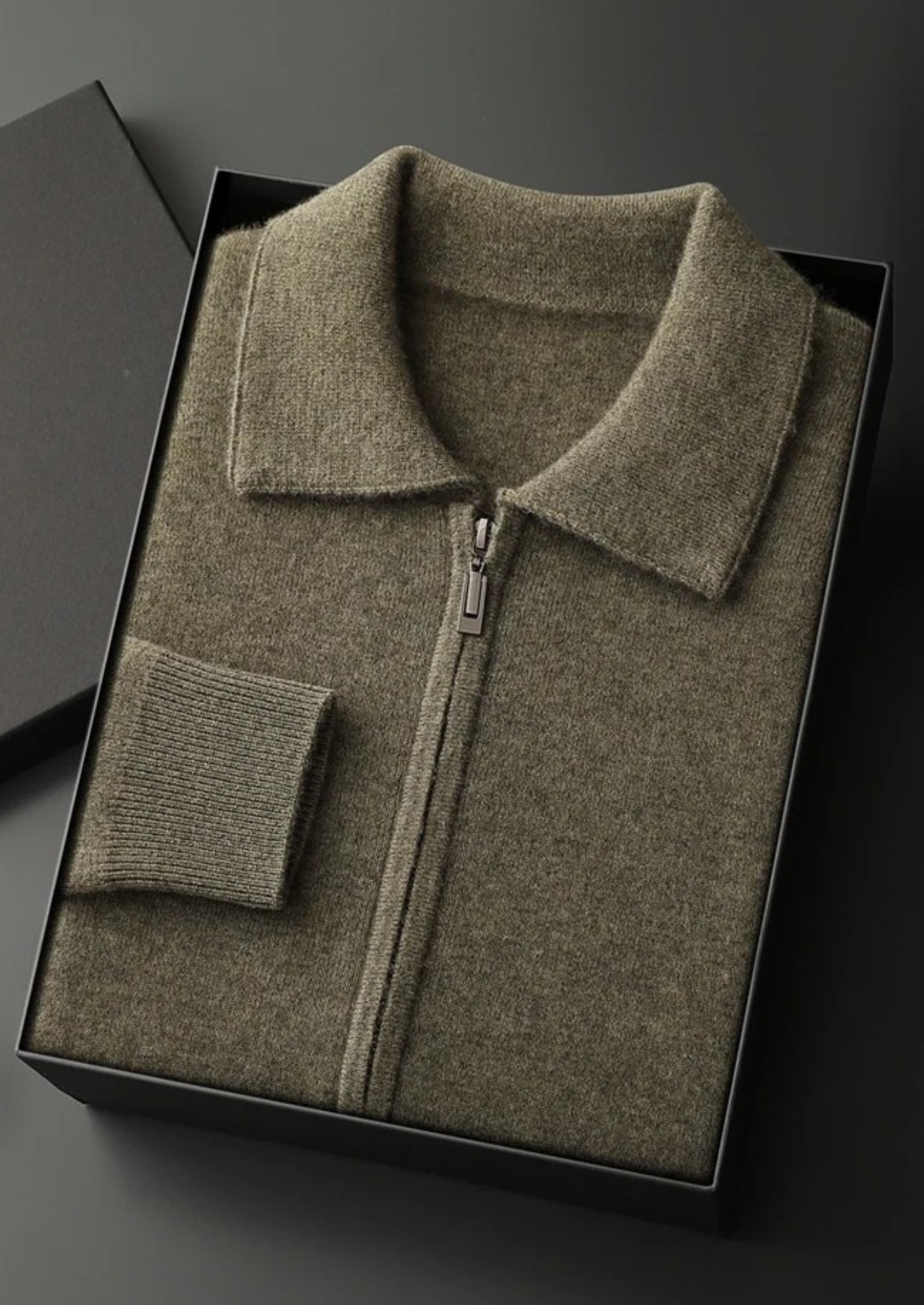 Kashmir Grå Cardigan Dragkedja Regular Fit 9