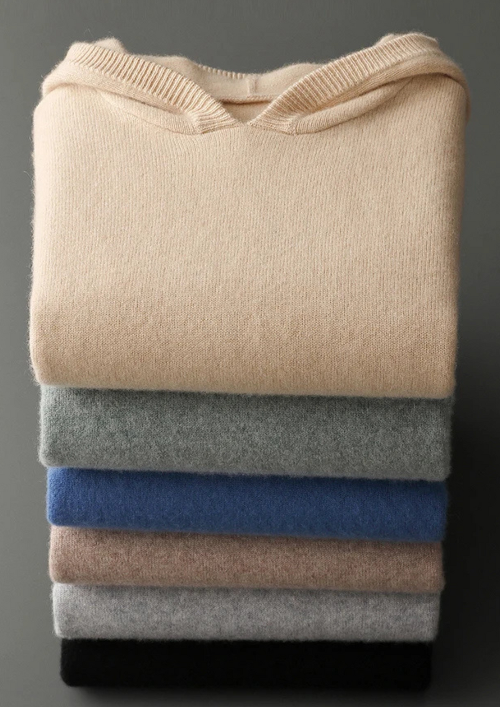 Kashmir Grå Hoodie Plyschig Relaxed Fit 6