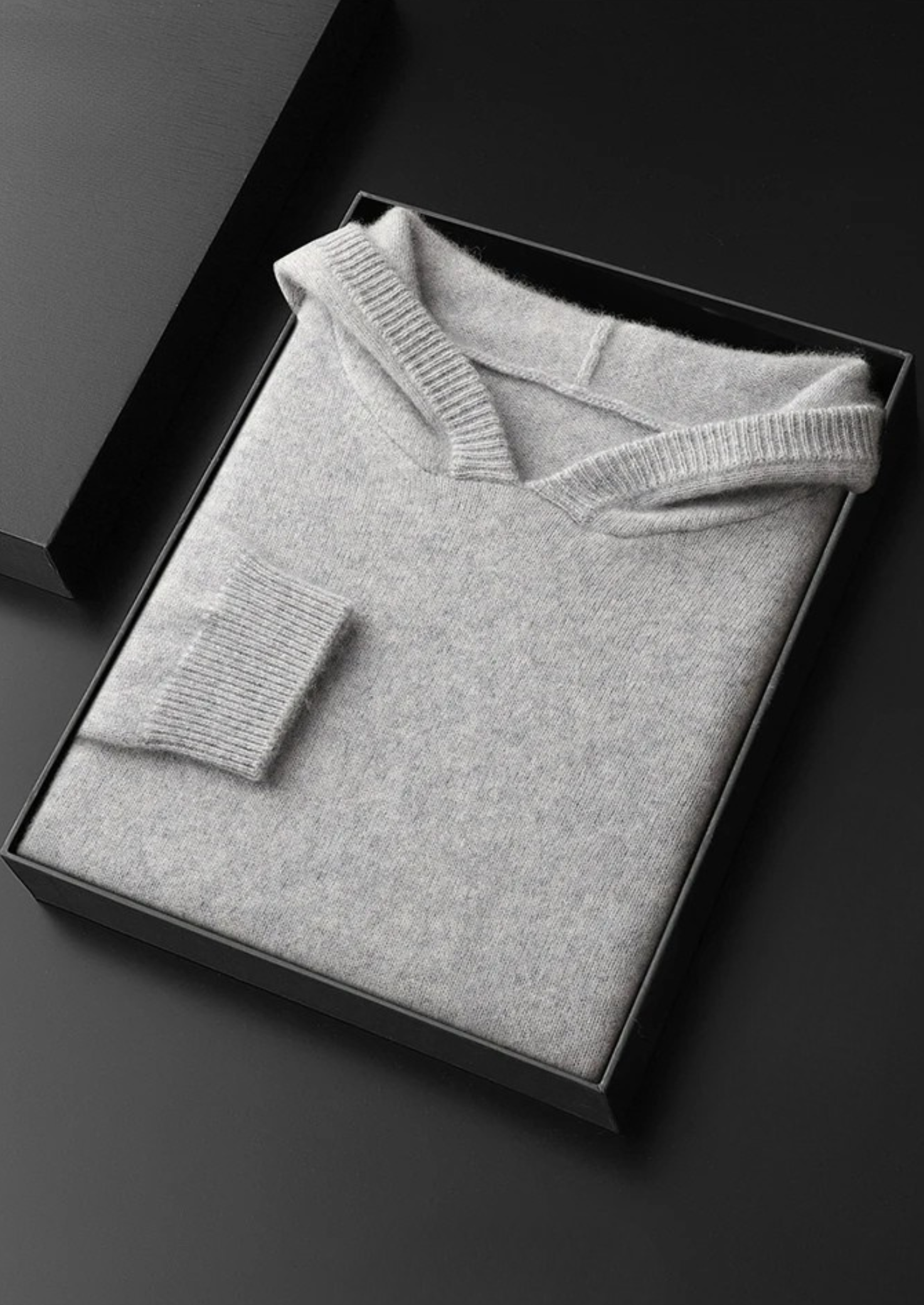 Kashmir Grå Hoodie Plyschig Relaxed Fit 9