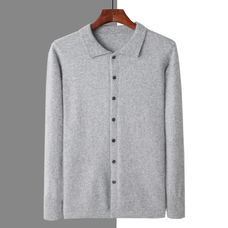 Kashmir Grå Polo Knapp Regular Fit 3