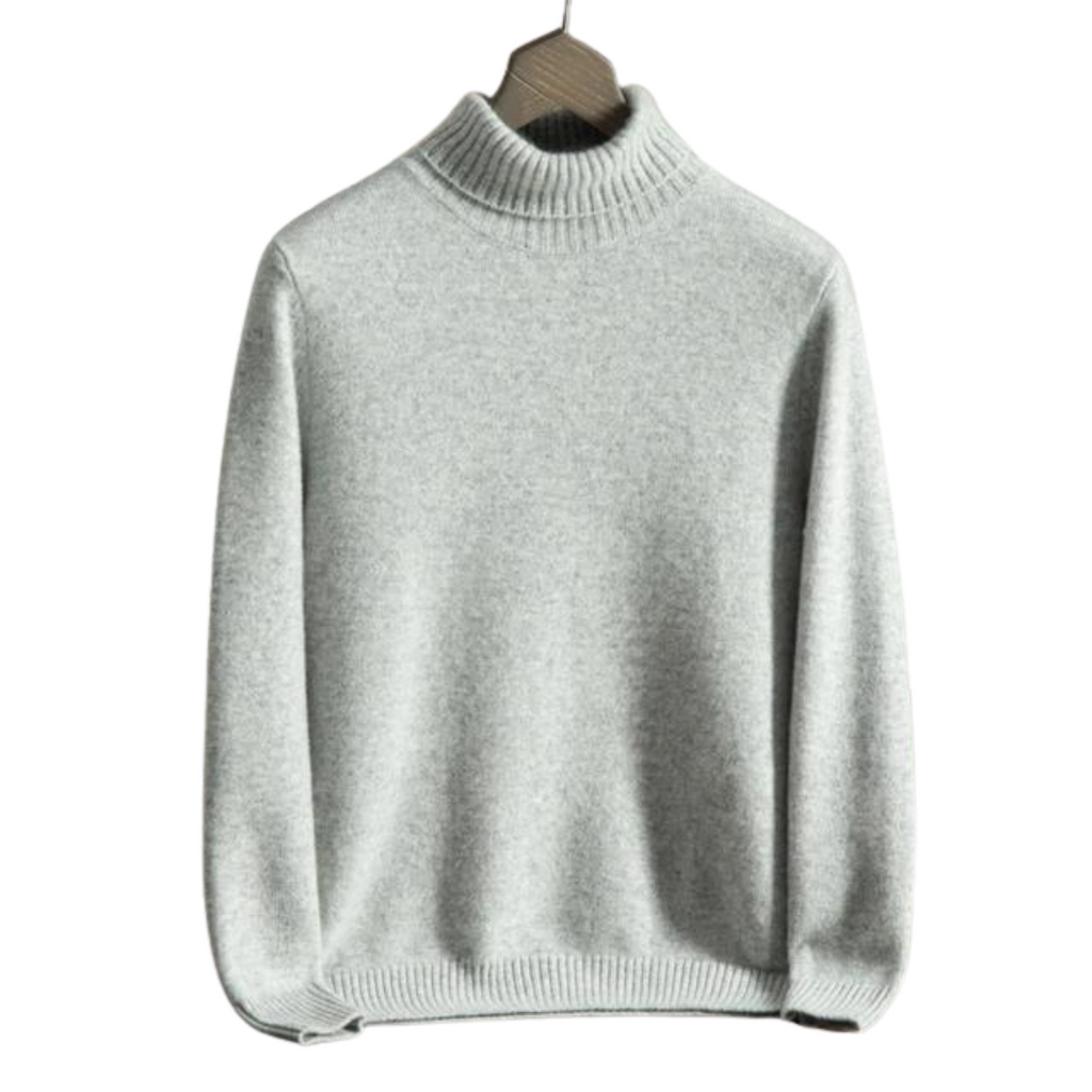 Kashmir Grå Polohals Täthetsstickning Regular Fit 1