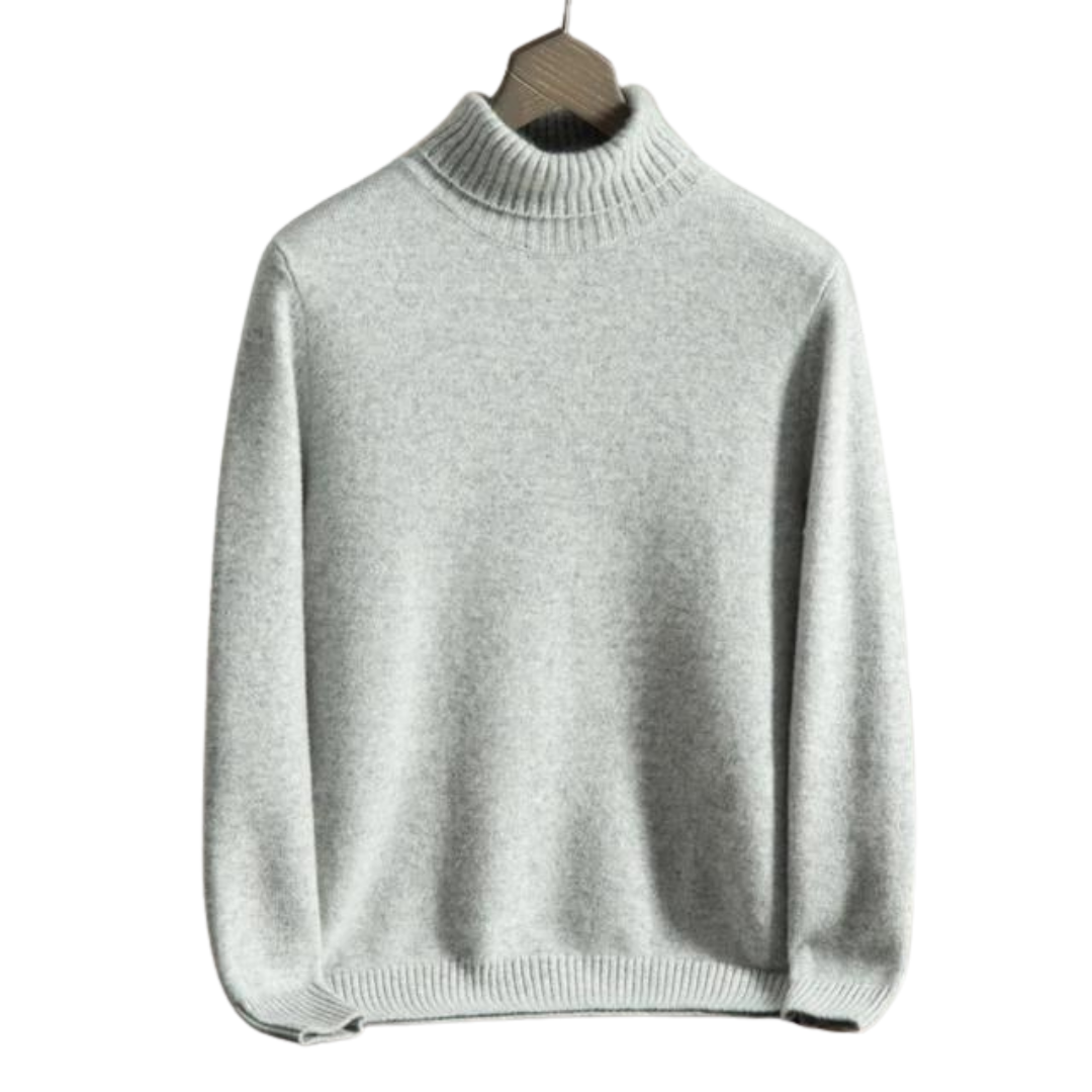 Kashmir Grå Polohals Täthetsstickning Regular Fit 1