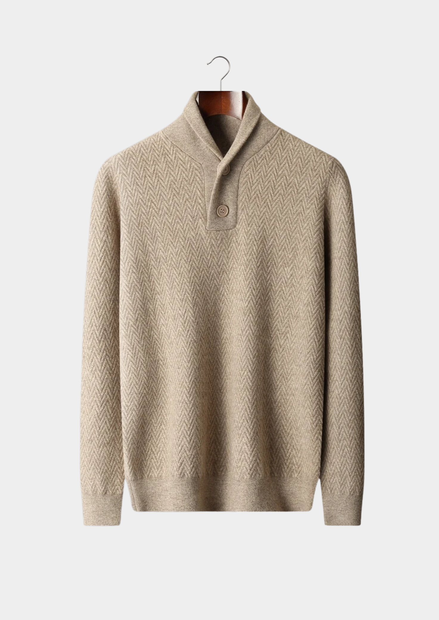 Kashmir Grå Stickad Tröja Zigzag Regular Fit 6