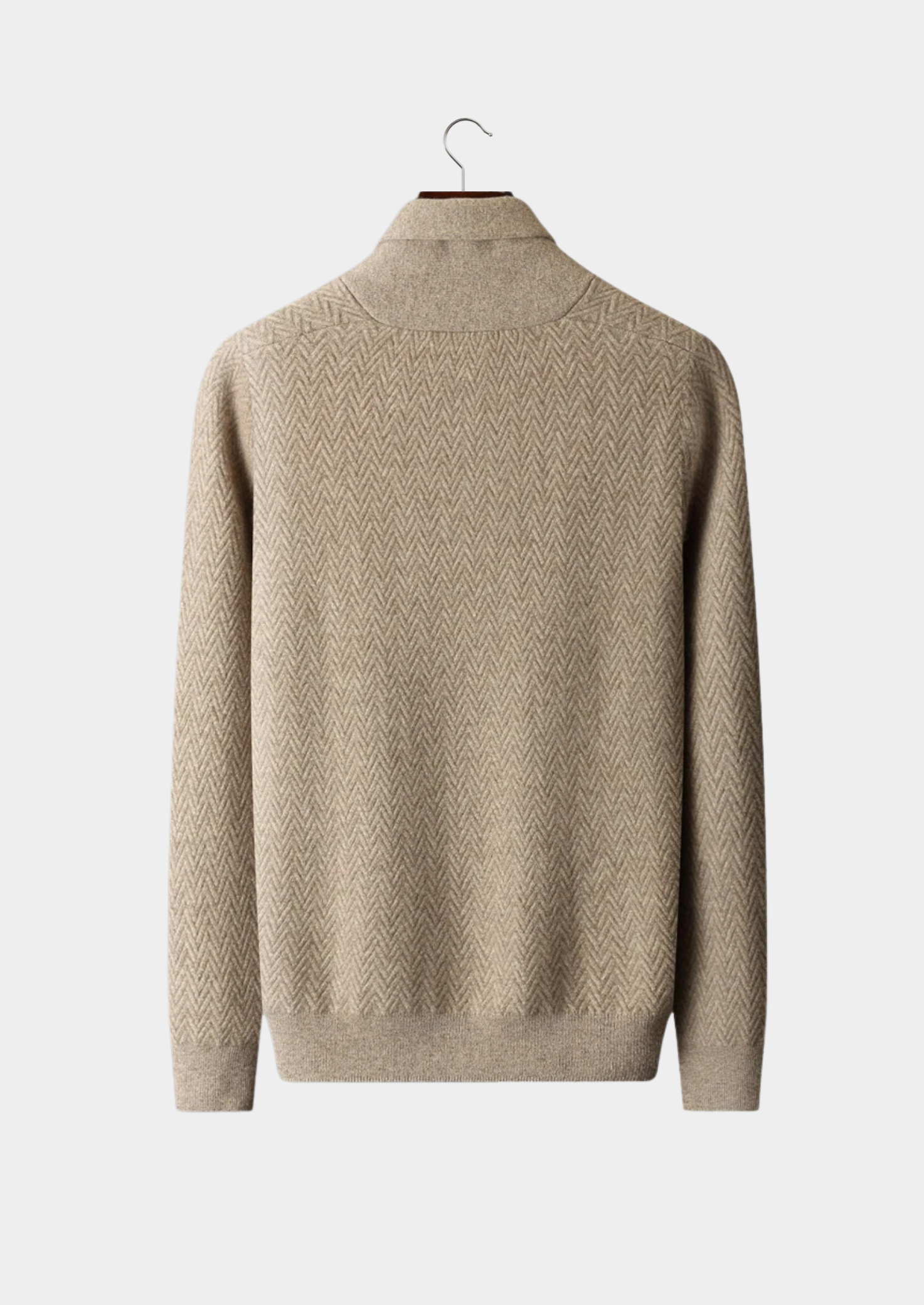 Kashmir Grå Stickad Tröja Zigzag Regular Fit 7