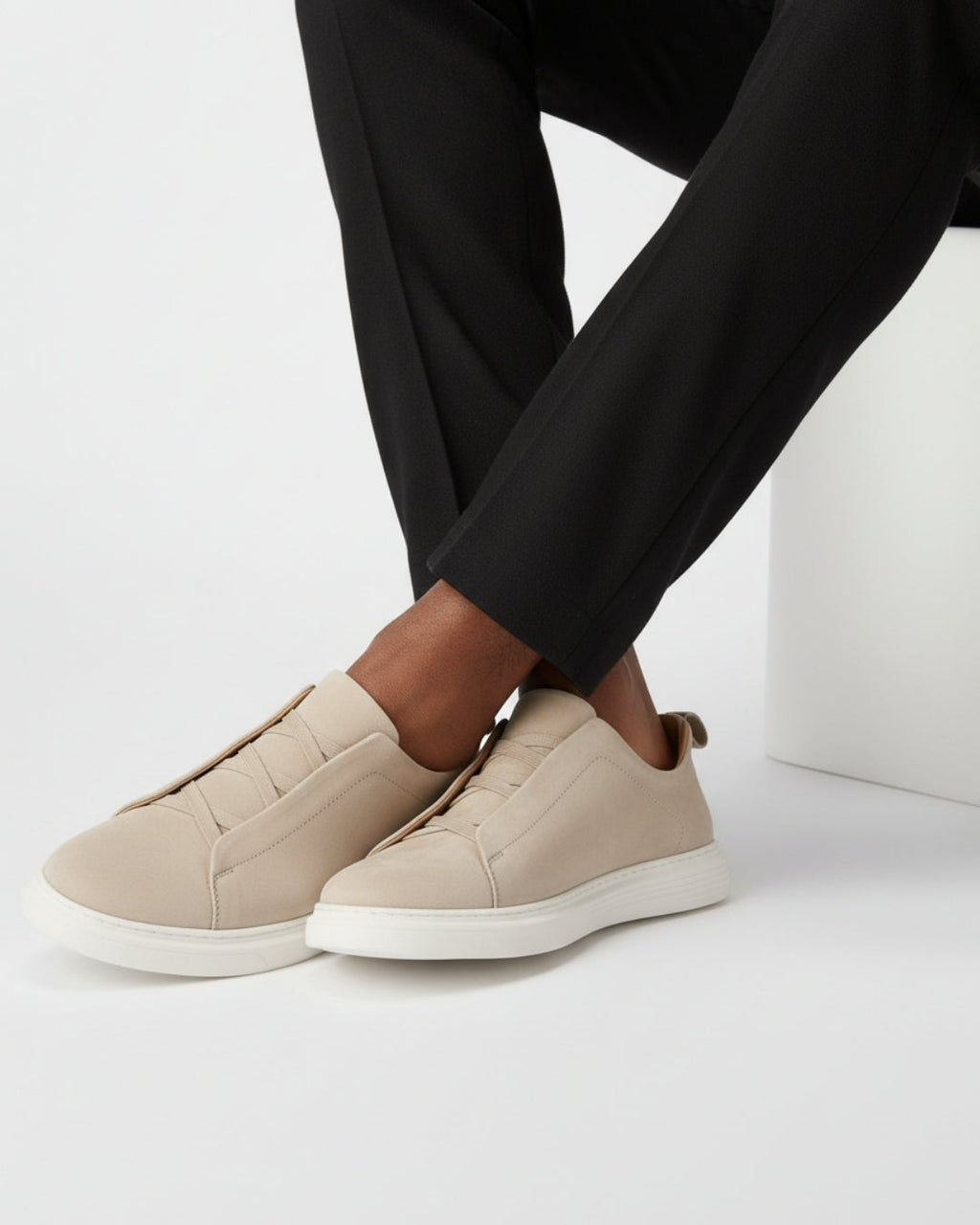 Läder Grå Sneakers Slip-On Regular Fit 1